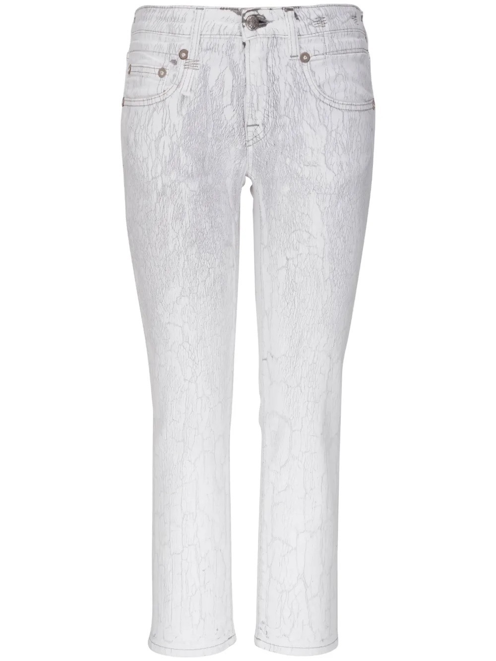 R13 Boy Straight Cracked White Denim Jeans